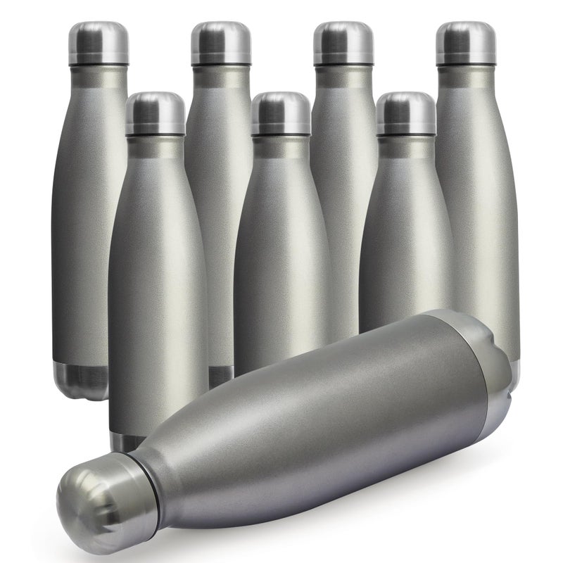 MEWAY 17oz Sport Water Bottle 8 Pack Vacuum Insulated Stainless Steel Leak-Proof Double Wall Cola Shape Water Bottle,Keep Drinks Hot & Cold (Cold Gray,8 Pack) - Image 1